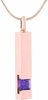DOTUIARG Crystal Bar Stainless Steel Memorial Urn Necklaces for Cremation Ashes Keepsake Jewelry - Engravable