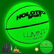 Mila Chic Basketball Glow in The Dark, Cool Glowing Indoor Outdoor Luminous Leather Basketball Size 7 for Men (with Pump)