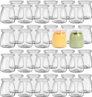 12 Pack Clear Yogurt Jars Glass Jars , Glass Pudding Jars Ideal for Jam, Honey, Wedding Favors, Shower Favors, Baby Foods