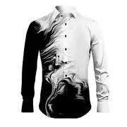 Men's Geometric Pattern Gradual Shirt Button Up Shirt Long Sleeve Abstract Daily Wear Going out Spring Turndown Print Button-Down White Burgundy Purple Khaki G