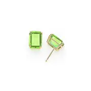 14k Yellow Gold 10x8mm Emerald Cut Peridot Earrings