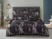 Black Marble Doube/Queen/King/Super King Size Bed Doona/Duvet/Quilt Cover Set (Double)