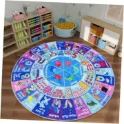 Kids Play Rug Fluffy ABC Educational Rug Round 63"" Ocean Kids Rug Non-Slip