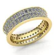 Real 3 Ctw Round Cut Diamond Ladies ThreeRow Pave Eternity Band Ring 18K Gold