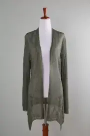 WHITE HOUSE BLACK MARKET NWT $99 Flyaway Olive Sheer Sweater Top Size Small