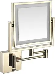 LED Makeup Vanity Mirrors, Wall Mount Makeup Mirror 3X Magnifying，Smart Sensor LED Lighted Makeup Mirror, 360°Swivel,Plug in,Gold