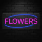 Flowers Sign for Business Displays | LED Flex Neon | 32"W x 13"H x 1"D
