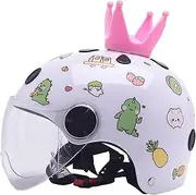 Cute Motorcycle Children 4-10 Years Old Boys & Girls Helmet with Visor, Cute Open Face Half Helmet Novelty Scooter Cruiser Moped Small Helme H