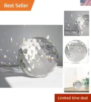 Clear Crystal Suncatcher Ball Prism Glass Sphere Faceted Gazing Ball Rainbow ...