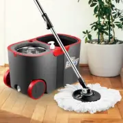 360° Spin Mop Bucket Set Rotating Mop 4 Microfiber Mop Heads Bucket with Wheels