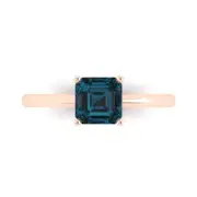 1.0 ct Asscher Cut Topaz Gemstone Solitaire Ring Rose Gold, Anniversary Gift