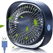 USB Desk Fan Small Personal Fan – Quiet 3-Speed Mini Table Fan for Home Office Travel, Portable Desktop Cooling Fan with Strong Airflow, USB Powered (Navy Blue)