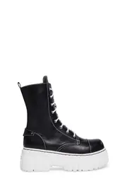 [Current Mood] Devil Games Mismatched Combat Boots - Black/White