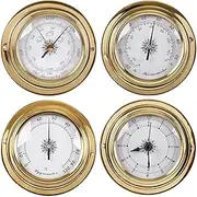 CDAXPWZO 98MM Barometer Thermometer Hygrometer Clock,4-Piece Analog Weather Station Indoor,Wall Mount Barometers for The Home,High Precision Fishing Barometer,Used to Monitor Atmospheric Pressure