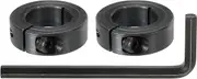 uxcell Bore 28 mm Single Split Shaft Collar 48 mm OD 15 mm Thickness Carbon Steel Locking Collar Clamp Style with Set Screw & Hex Wrench for Machine Tools Industry (Black, Pack of 2)