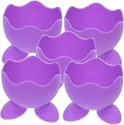 Cabilock 5Pcs Silicone Egg Cup Holders for Boiled Eggs Random Color Cute Kitchen Decor for Serving Soft Boiled Eggs and Facial Cleaning Sponges