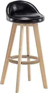 360° Rotating Dining Stool, Living Room Kitchen Wooden Leg high Stool Dining Cafe Counter Chair PU Leather Cushion (Size: 73CM, Color: I) (Color : E)