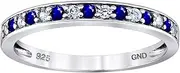 [JewelryWeb] 925 Sterling Silver Womens White Royal Blue CZ Simulated Diamond Semi Eternity Stackable Wedding Band Ring 2mm Wide6-Eternity-Ring for Women and Men