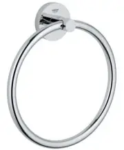 Grohe ESSENTIALS TOWEL RING 201mm Wall Mounted, Concealed Fastening CHROME