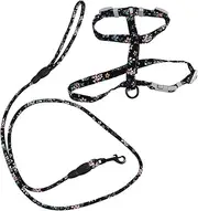 Happyyami Harness Traction Strap Comfortable Cotton Pet Supplies for Outdoor Walking for Optimal Fit for Cats Kittens Black Design
