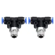 2pcs Air Line Fitting 4mm Tube OD x NPT 1/8 Thread Push to Connect Branch Tee