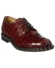 Valentino Rockstud Croc-Embossed Leather Oxford
