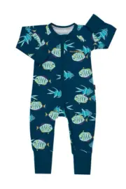 Bonds Baby Long Sleeve Zip Zippy Wondersuit Romper size 00 Colour Fish Solar
