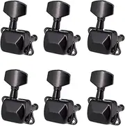 zolyet 6 Pieces Guitar String Tuning Pegs Semi-Closed Tuning Heads Tuners for Electric Guitar Acoustic Guitar(6 Right, Black) Black 6R