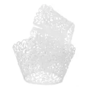 50 Pcs Cupcake Wrappers for Decoration Baking White (Vine, Pearlescent Paper)