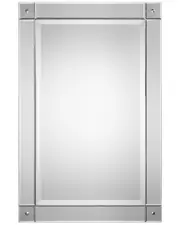 Hewson Frameless Beveled Mirror with Decorative Details