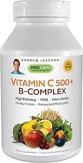 Vitamin C 500 Plus B-Complex 60 Capsules – Non-Acidic Vitamin C Plus Citrus Bioflavonoids for Immune System and Anti-Oxidant Support. Easy-to-Swallow Capsules. No Additives