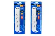 2x The Brute Power Co 4 Sockets 2 USB Ports 1m Cord Cable 10A Power Board Outlet