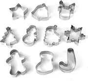 Cookie Cutter Set - Gyvazla 10 Piece Cookie Cutter Stainless Steel Snowflake, Christmas Tree, Gingerbread Boy, Snowman for Kids, Star, Snowflake& More Shapes for Christmas Holiday