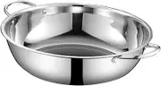 Fenteer Stainless Steel Hot Pot Chinese Hot Pot for Induction Cooker Soup Pot Stockpot for Travel Party Family Gathering Holidays, 28cm No Divider