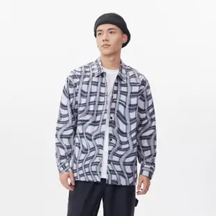 【Dickies】男款黑色曲線格紋工裝長袖襯衫｜DK011523F55