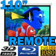 110" Inch Electric Motorised Home Theatre HD Projector Screen TV Projection 3D