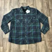 Eddie Bauer Shacket Green Plaid Sherpa Lined Flannel Shirt Jacket Women’s Sz XL