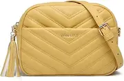 [Miss Lulu] Women Cross Body Bag Shoulder Bag Satchel Handbags Messenger Bag, Synthetic Leather,V-Shaped Knitting Texture,Tassel Decoration, Classic, With Removable and Adjustable Shoulder Strap