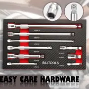9 pcs Wobble Extension Bar Set 1/4" 3/8" 1/2" Drive Wobble Socket Bars Kit CR-V