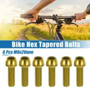 6 Pcs Bicycle Stem Screws for MTB Bike Bicycle Stem M6x20mm Steel Gold Tone