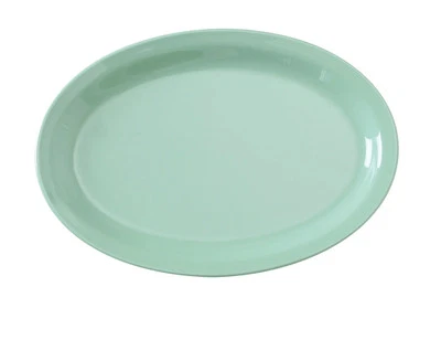 Yanco China NS-515G Nessico Green Melamine 13.25" x 9.5" Oval Narrow Rim Platter