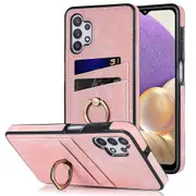 For Samsung A32 A22 A12 5G Case, 360 Rotation Ring Kickstand PU Leather, Pink - Samsung A52 5G