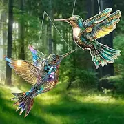 Xsybegdlk Pack of 2 Hummingbird Suncatchers, Hummingbird Suncatcher Window Decoration, Suncatcher Prism Hummingbird for Hanging Garden Decoration for Walled Gardens and Bedrooms