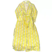 Lanz of Salzburg Robe Medium Flannel White Yellow Floral Hearts Belt Prairie
