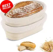 2 Pack 10" Oval Banneton Proofing Basket, Sourdough Dough Bowl with Cloth Liner