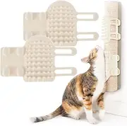 2-in-1 Softer Cat Corner ,Glove Brush Massage Comb for Shedding and Grooming ,Pet Grooming Gloves with Elastic Straps,Wall Corner Massage Comb,Silicone Pet Hair Remover Brush for Cat & Dogs (White 2PCS)