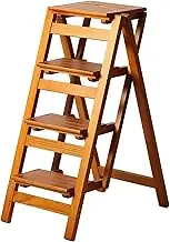 4 Tier Folding Step Stool Wooden Folding Ladder Chair Foldable Ladder Portable for Indoor Outdoor Ladder Chair Display Stand (Color : B, Size : 92 * 67 * 42cm)