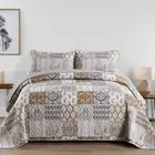 Bedding Quilt Set, Patchwork Plaid Bedspread, Soft Microfiber, For All Season
