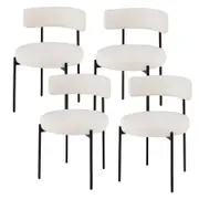 Costway 4PCS Lamb Wool Dining Chairs Upholstered Bar Stool Set White