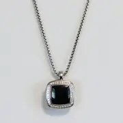 DAVID YURMAN NEW Albion Black-Onyx & Diamond Watch Pendant Necklace 36" Adj